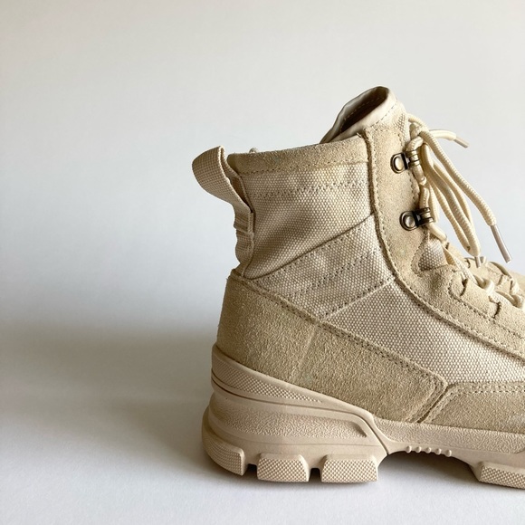 Agsdon Beige Suede Textile Combat Boots size EUR 38, US 7.5 - Picture 4 of 16